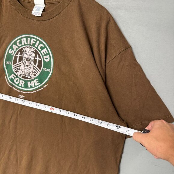 Vintage “Sacrificed For Me” Starbucks Parody Jesus Tee‎ Shirt XXL - Picture 6 of 6